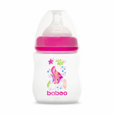 Пляшечка для годування BABOO Антиколікова, 150 мл, рожева, Sea Life, 0+ місяців