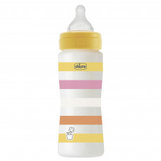 Пляшечка пластик Chicco Well-Being Colors 4+, 330мл, соска силікон, yellow (28637.11)