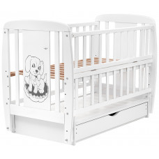 Ліжко Babyroom Песик DSMYO-3 маятник, ящик, відкидний бік бук білий