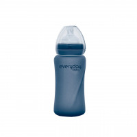 Скляна термочутлива дитяча пляшечка Everyday Baby 240 мл, колір чорничний