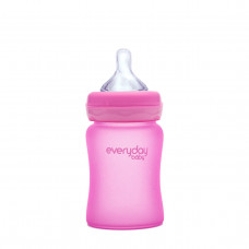 Скляна термочутлива дитяча пляшечка Everyday Baby 150 мл Колір малиновий