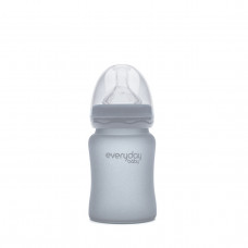 Скляна дитяча пляшечка з силіконовим захистом Everyday Baby 150 мл Колір світло-сірий