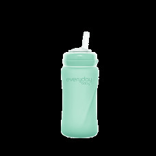 Скляна пляшка з трубочкою для пиття з силіконовим захистом Everyday Baby 240 мл, м'ятний колір