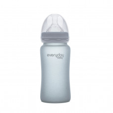 Скляна дитяча пляшечка з силіконовим захистом Everyday Baby 240 мл Колір світло-сірий