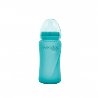 Скляна термочутлива дитяча пляшечка Everyday Baby 240 мл, колір бірюзовий